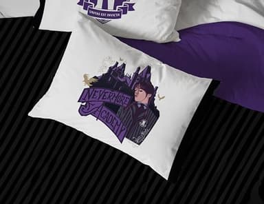 Jay Franco Wednesday Addams Twin Comforter Set â€“ 5 Piece Bedding Includes Sheet Set & Pillow Covers - Black and Grey Stripes Super Soft Kids Bedding - Image 5