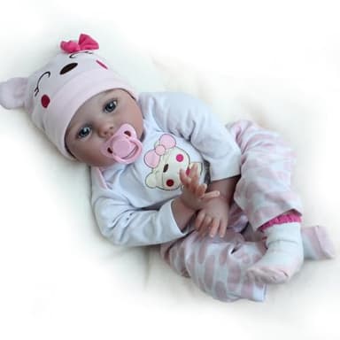 CHAREX Reborn Baby Dolls Lucy, 22 inch Realistic Reborn Girl Doll, Lifelike Newborn Baby Doll Soft Vinyl Weighted Gift Set - Image 7