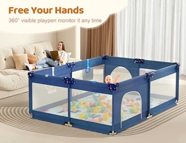CoziBB Baby Playpen with Mat, 71" × 59" Extra Large Playpen for Toddler, Baby Playard with Breathable Mesh, Fence Play & Sleep Area for Indoor & Outdoor - Image 2