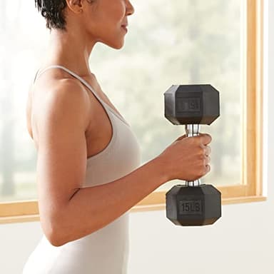 Amazon Basics Rubber Hex Dumbbell Hand Weight, 15 Pounds, Single - Image 7