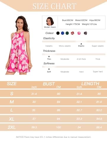 ANYFITTING Women's Short Summer Dress Built in Bra Hawaiian Flowy Tropical Cruise Outfits Pink Floral Vacation Beach Dresses for Luau Party - Image 7