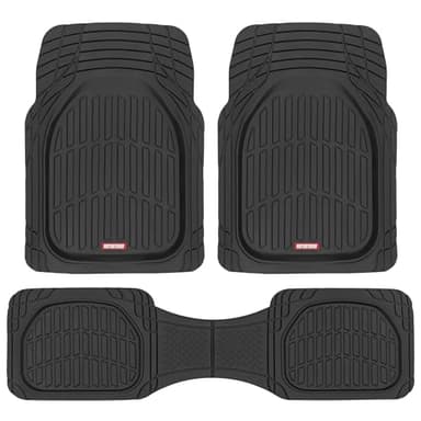 Motor Trend - MT-923-BK 923-BK Black FlexTough Contour Liners-Deep Dish Heavy Duty Rubber Floor Mats for Car SUV Truck & Van-All Weather Protection, Universal Trim to Fit - Image 1