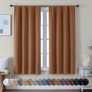 Simplebrand Ava Sun Baked Blackout Curtains for Bedroom 63 Inch Length 2 Panels, Solid Thermal Insulated Energy Saving Rod Pocket Window Treatment Curtains Blackout Drapes, W40 x L63 Inch, Sun Baked - Image 1