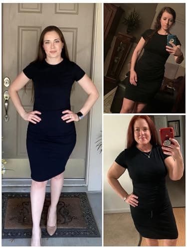 Women's Ruched Casual Sundress Knee Length Slim Fit Bodycon Dress (Black, Medium) - Image 4