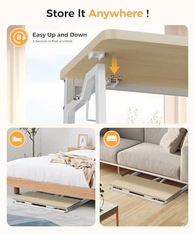 POLWKZU Folding Desk Small Foldable Desk for Small Space, 31.5 Inches Writing Computer Desks in Study, Home Office Foldable Office Desks for Bedroom, Oak - Image 4