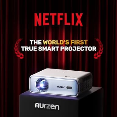 Aurzen EAZZE D1 Smart Projector with WiFi and Bluetooth, Netflix-Officially-Licensed, Auto Focus & Keystone, DoIby Audio, Zoom, Native 1080P Movie, Portable Outdoor Mini Projector, Blue - Image 2