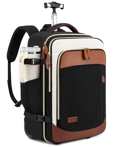 LOVEVOOK Rolling Backpack for Women, 50L Travel Backpack with Wheels, Carry on Luggage for Men, 17.3 Inch Wheeled Laptop Bag, Flight Approved Personal Item Suitcase - Image 1