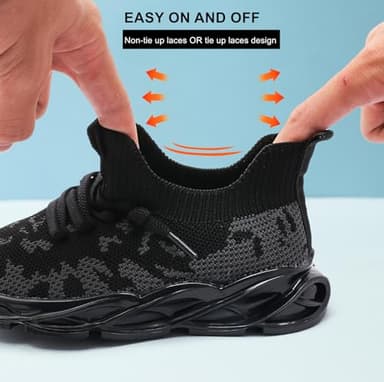 DADAWEN Boys Girls Lightweight Breathable Sneakers Kids Tennis Shoes Athletic Running Shoes for Toddler/Little Kid Black US Size 10 M Toddler - Image 4
