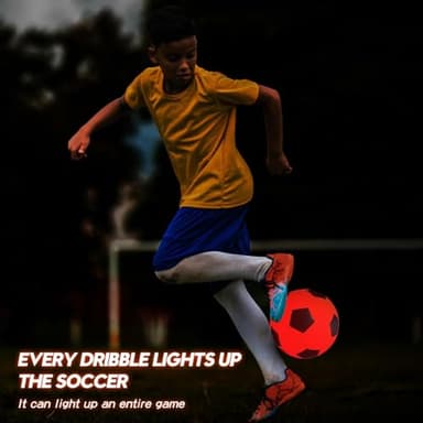 HITEGY Rechargeable Glow in The Dark Soccer Ball - USB Charging, Official Size 5, Light Up with Every Kick, Includes Pump, Ball Bag & Charging Cable - Rechargeable Light Up Soccer Ball - Orange - Image 5