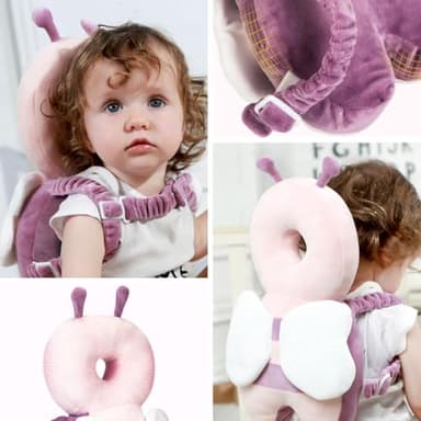 FIXAPIWK Baby Head Protection Backpack for Crawling and Walking Adjustable with Baby Knee Pads (Pink Ladybugs) - Image 6