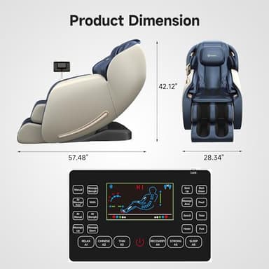 Real Relax 2025 Massage Chair Full Body, Zero Gravity SL-Track Shiatsu Massage Recliner with Heat, APP Control, Child Lock, Body Scan Bluetooth, Foot Roller, Favor 06, Blue - Image 2