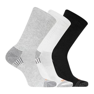 Merrell Unisex Adult Mens And Women's Recycled Everyday Half Cushion - 3 Pair Pack Repreve Hiking Arch Support Breathable Mesh Casual Sock, Crew - Gray Assorted, Medium-Large US - Image 3