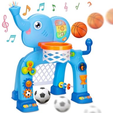 KIZZYEA Toys for 1 2 3 Years Old Boys Girls, Toddler Basketball Hoop & Soccer Goal, Montessori Toy, Interactive Musical Sports Toys with Light, Christmas Birthday Gifts for Baby Kids Age 12-18 Months - Image 9