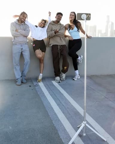 KraftGeek Magnetic Phone Tripod for iPhone MagSafe – 66'' Automatic Selfie Stick with Remote, Portable Tripod Stand for Video Recording, Travel, Vlogging (White) - Image 8