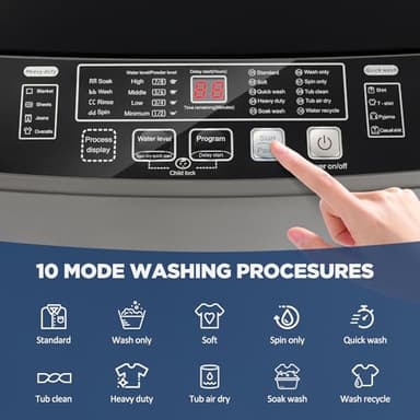 YASHE 17.6Lbs Portable Washing Machine, 1.12 Cu.Ft Tub Washer and Dryer Combo with Drain Pump, Full-Automatic LED Display Compact Washers, 10 Wash Cycles Washer and Dryer for Apartment, Home, RV, Dorm - Image 3