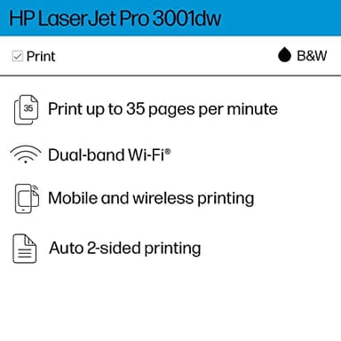 HP LaserJet Pro 3001dw Wireless Black & White Printer, Best-for-Office (3G65OF) - Image 2