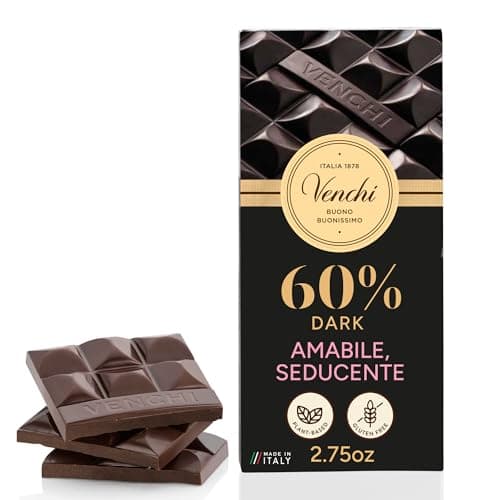 Venchi 60% Dark Chocolate Bar, 2.75 oz - Naturally Gluten Free- Delicate Dark Chocolate - Vegan Friendly - Image 1