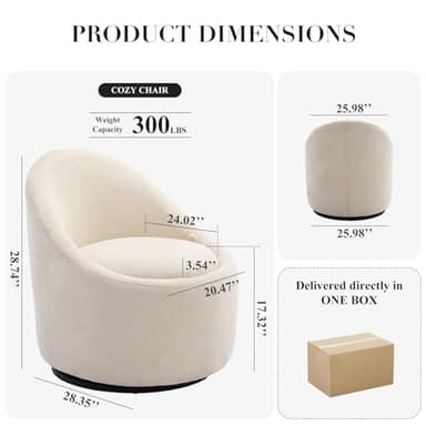 Swivel Barrel Accent Chair Set of 2, 360 with Hidden Storage, Modern Small Round Accent Chair for Living Room/Bedroom - Beige - Image 2