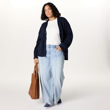 The Drop Women’s Brigitte Chunky Button Front Pocket Ribbed Cardigan, Navy, XXS - Image 7