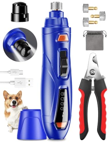 Dog Nail Grinder & Clipper 2-in-1 Set - 25dB Ultra Quiet with 3 Grinding Wheels & 2 LED Lights, Rechargeable for Large/Puppy Dogs & Cats, 3-Speed Adjustable for Anxious Pets - Image 1