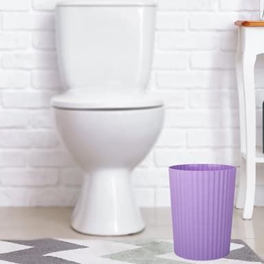 JiatuA Small Trash Can Plastic Wastebasket Round Garbage Container Bin for Bathroom, Kitchen, Bedroom, Home Office, College Dorm, Taro Purple 2 Pack - Image 5