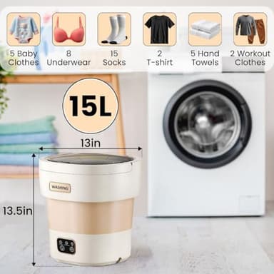 small portable washing machine15L with Spin Basket – Small Washer portable for Underwear, Delicate Clothes, and Light Laundry – Ideal for Apartments, Dorms, Hotels, and Camping. - Image 4