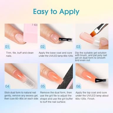 ROSALIND Poly Nail Gel Colors Kit -14 Colors +72 Nail Art Accessories kit Poly Nails Gel Kit Starter Kit with Mini UV Lamp Slip Solution Poly Nail Art Tools for Beginners with Everything - Image 7