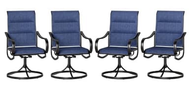 PHI VILLA Patio Swivel Dining Chairs Set of 4, All Weather Outdoor Chair with Padded Textilene & Black Metal Frame for Outdoor Lawn Garden Poolside (Blue) - Image 1