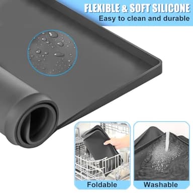 Dishwasher Drain Pan Mat, Portable Dishwasher Silicone Mat with Raised Edge, Small Dishwashers Drip Pan Dishwashers Tray for Leaks, Non-Slip Waterproof Protector Pad, 23.6''x23.6'' - Image 8