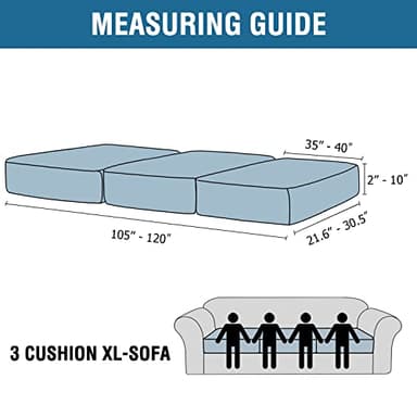 H.VERSAILTEX Velvet Stretch Couch Cushion Cover Plush Cushion Slipcover for Chair Loveseat Sofa Cushion Furniture Protector Seat Cushion Sofa Cover (3 Piece XL Sofa Cushion Covers, Ivory) - Image 2
