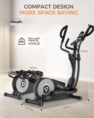 pooboo Elliptical Machine, Elliptical Exercise Machine with 16-Level Resistance& Hyper-Quiet Magnetic Driving System, Elliptical Machine for home with LCD Monitor&15.5IN Stride, 350LBS Weight Capacity - Image 8