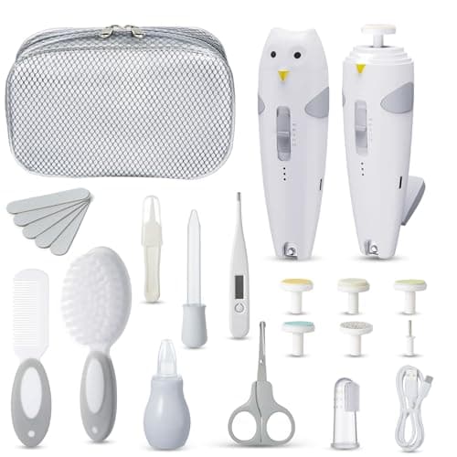 Lictin Baby Healthcare and Grooming Kit, 26 in 1 Rechargeable Nail Trimmer Electric Set,Safe File with Auto Light, Newborn Nursery Health Care Portable Safety Set for Infant Toddlers Boys Girls, Grey - Image 1