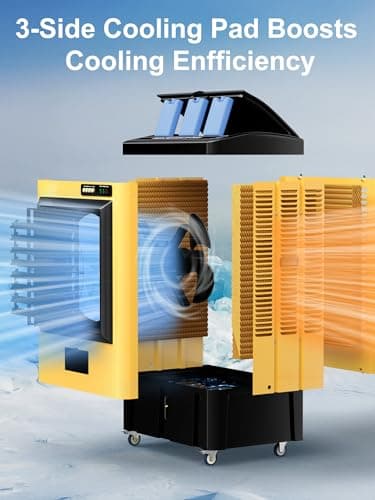 Uthfy 4800 CFM Swamp Cooler Air Conditioner, 41" Evaporative Air Cooler with 10.6 Gal Water Tank, 3 Speeds, 120°Oscillation, 3 Ice Packs, Outdoor Air Conditioner for Garage, Patio, Yard, Factory - Image 3