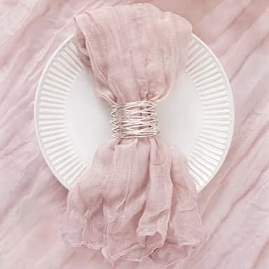 DeZerlor 30 Pack Pink Cheesecloth Napkins Fall Thanksgiving Cloth Napkins Set of 30 Pale Pink Dinner Table Napkins Bulk 21x21 Inches for Wedding Bridal Girl Baby Shower Sweet 16 Party - Image 2