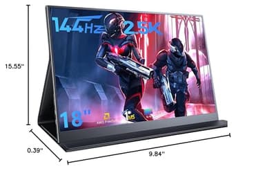 2.5K Portable Gaming Monitor, 18" 144Hz IPS Portable Laptop Monitor, Second Screen Dual USB C HDMI Computer Gaming Display with Speakers & Smart Cover, Travel Monitor for PC Phone PS4/5 Xbox Switch - Image 8