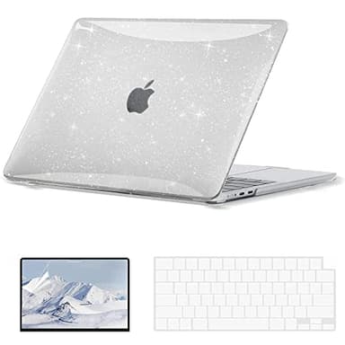 EooCoo Case Compatible with MacBook Air 13 inch M4 2025 2024-2022 Release M3 M2 A3240 A3113 A2681, Glitter Hard Shell&Keyboard Skin Cover&Screen Protector for Mac Air 13.6 inch Case, Sparkly Clear - Image 1