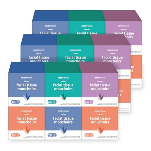 Amazon Basics Facial Tissue with Lotion, 2-Ply, 1350 Count (18 Packs of 75), (Packaging May Vary) - Image 1