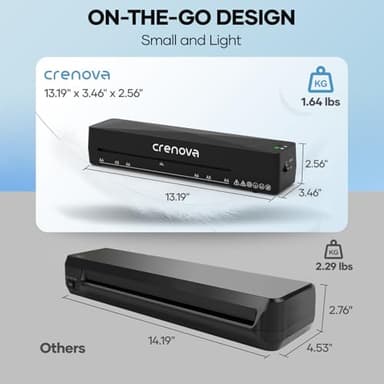 Crenova Laminator Machine with 10 Laminating Sheets, A4 Laminating Machine Hot & Cold with Fast Warm Technology, Thermal Laminator 9 Inch for Home Office School Business Black - Image 2