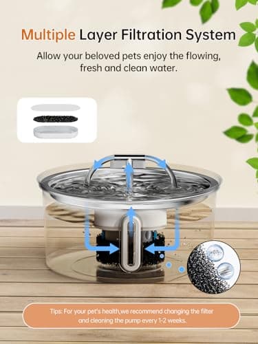 Cat Water Fountain Stainless Steel, 3.2L/108Oz Pet Water Fountain for Drinking, Automatic Metal Dog Water Dispenser Bowl with Quiet Pump, Dual-Stream, Filtration for Cats, Dogs, Multiple Pets Indoor - Image 4