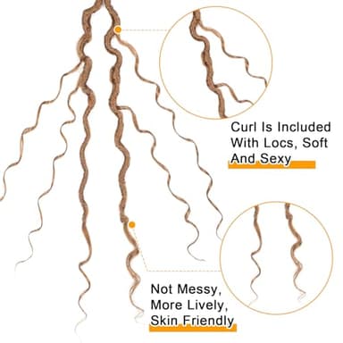 Col Bling Goddess Locs Crochet Hair 14 Inch, 8 Packs Faux Locs Crochet Hair Pre Looped for Women, Boho Crochet Locs with Curly Ends (14 Inch 27#) - Image 5