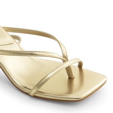 DREAM PAIRS Women's kitten Low Strappy Lace Up Heels Open Square Toe Thong Ankle Strap Heels Sexy Fashion Comfort Dress Shoes Party Sylvestra Pumps Heeled Sandals,Size 8.5,Gold-Pu,SDHS2405W - Image 4