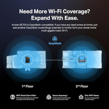 TP-Link Tri-Band BE15000 WiFi 7 Router Archer BE700 | 8-Stream 15Gbps | 1×10G+1×2.5G+2×1G Ports, USB 3.0 | 6 Internal Antennas | VPN Clients & Server | Easy-Mesh, MLO, Private IOT, Free Expert Support - Image 7