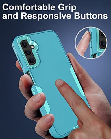 Dahkoiz for Samsung Galaxy A14 5G Case, with Tempered Glass Screen Protector and Dust-Proof Port Cover, Full Body Protection Rubber Cover Phone Case for Samsung Galaxy A14 5G, Mint/Teal - Image 5