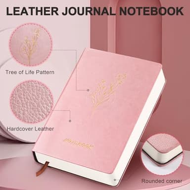 Fetinar Aesthetic Lined Journal Notebook for Women,300 Pages Softcover Leather Lined Journal Notebook,300 Pages Daily Journal, College Ruled Notebook for Work School, Note Taking 5.75'' X 8.38'' Pink - Image 2