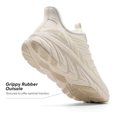 ALLSWIFIT Women's Slip On Walking Shoes Running Comfortable Tennis Breathable Non Slip Athletic Gym Workout Cross Training Fashion Sneakers,Size 7.5,Ivory,SARR034W - Image 5