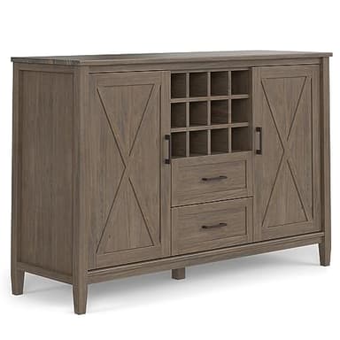 SIMPLIHOME Ela Solid Wood and Pine 54 inch x 18 inch Rectangle Transitional Sideboard with Wine Storage in Smoky Brown for The Dining Room and Kitchen - Image 1