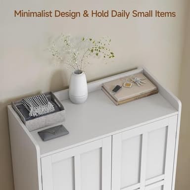 Shoe Storage Cabinet with Cross Molding Doors, 6-Tier Farmhouse Shoe Cabinet with 3 Adjustable Shelves and Metal Legs, 45'' Tall Shoes Rack Organizer Cabinet for Entryway, Front Door, White - Image 5