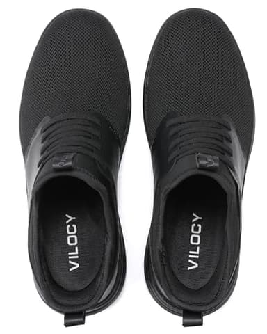VILOCY Mens Slip On Casual Dress Shoes Hands Free Fashion Sneakers Mesh Tennis Walking Shoes Comfortable Work Shoes Breathable Lightweight Non Slip All Black,EU44 - Image 7