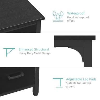 Lufeiya Computer Desk with File Drawers Cabinet, 47 Inch Reversible Home Office Desks with Filing Cabinet for Small Space, Gaming Study Writing Table PC Desks, Black - Image 8