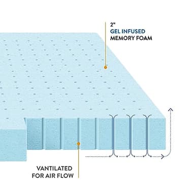 Best Price Mattress 1.5 Inch Ventilated Memory Foam Mattress Topper, Cooling Gel Infusion, CertiPUR-US Certified, Dorm Essentials, Queen - Image 8